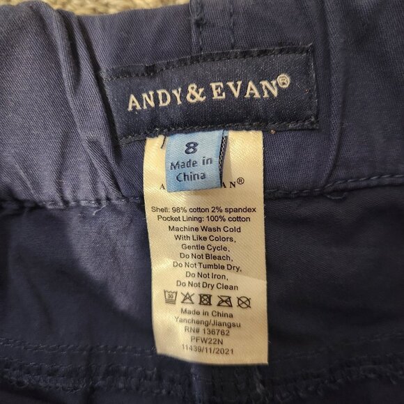 Andy & Evan Pants Khaki Straight Elastic Waist Lot of 2 Green Navy - Size 8 - Picture 4 of 4